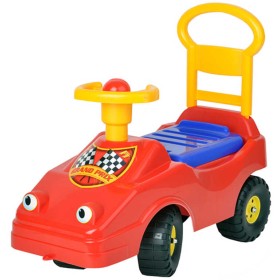 MAD Baby odrážedlo auto červené s klaksonem 54cm odstrkovadlo s očima