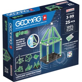 GEOMAG Glow 25 dílků ve tmě svítící Eko magnetická STAVEBNICE