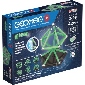 GEOMAG Glow 42 dílků ve tmě svítící Eko magnetická STAVEBNICE