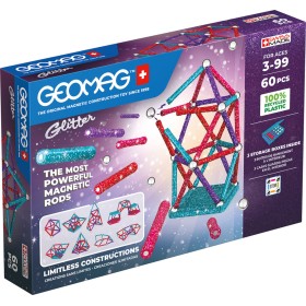 GEOMAG Glitter 60 dílků třpytivá Eko magnetická STAVEBNICE