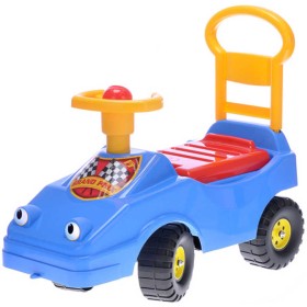 MAD Baby odrážedlo auto modré s klaksonem 54cm odstrkovadlo s očima