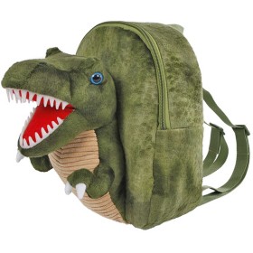 PLYŠ Batoh baby dětský na zip s dinosaurem 27cm 3D Eco Dinoworld