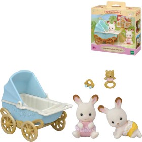 Sylvanian Families dvojčata Chocolate králíků set s kočárkem a doplňky v krabici