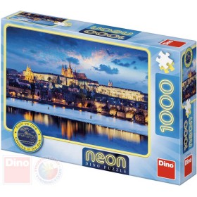 DINO Puzzle Praha neon XL 66x47cm skládačka 1000 dílků svítící