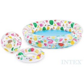 INTEX Set nafukovací bazén 114x25cm s míčem a plavacím kolem do vody 59460