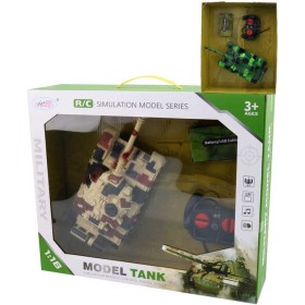 RC Tank na vysílačku 27MHz na baterie 1:18 USB Světlo Zvuk 2 barvy