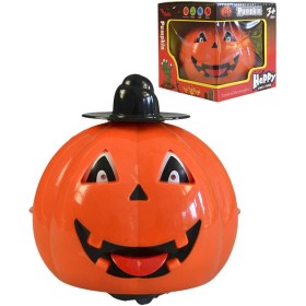 Dýně oranžová dekorace Halloween 12cm na baterie Světlo Zvuk plast