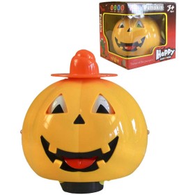 Dýně žlutá dekorace Halloween 13cm na baterie Světlo Zvuk plast