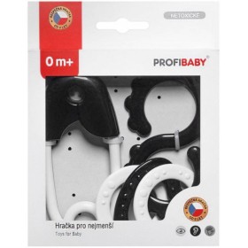 PROFIBABY Baby chrastítko špendlík + osmička ČB v krabici pro miminko plast