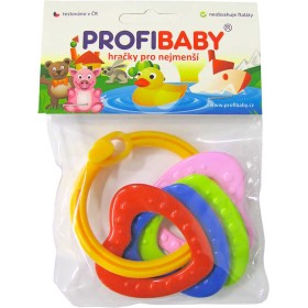 PROFIBABY Baby Kroužek se 4 přívěsky kousátko barevné pro miminko