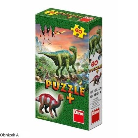 DINO Puzzle 60 dílků Dinosauři 6 druhů + figurka dinosaura