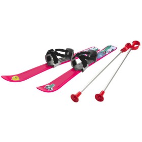 PLASTKON Lyže carvingové Baby Ski 70cm Růžové s vázáním a holemi