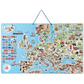 WOODY DŘEVO Hra mapa Evropy 3v1 naučné puzzle skládačka 75x45cm AJ