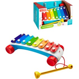 FISHER PRICE Baby xylofon tahací zábavný na kolečkách 8 kláves plast