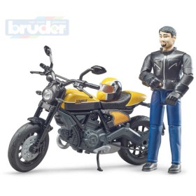 BRUDER 63053 Motocykl Ducati Scrambler Full Throttle set s figurkou motorkáře