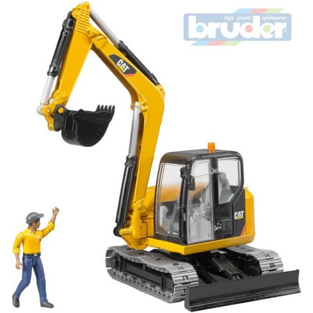 BRUDER 02466 (2466) Minibagr Caterpillar pásový funkční model 1:16 s figurkou plast