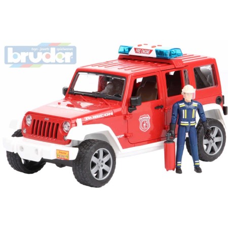 BRUDER 02528 Jeep Wrangler Rubicon hasiči funkční set s figurkou Světlo Zvuk