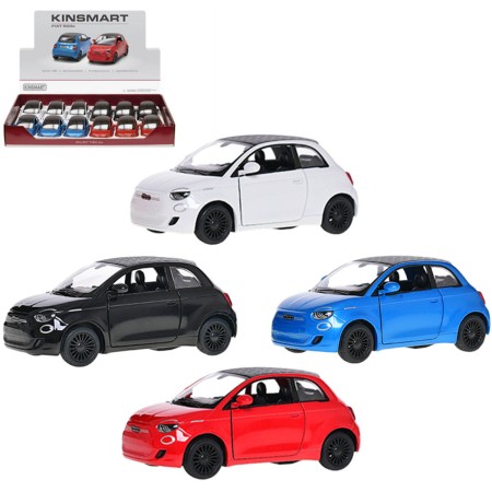 KINSMART Auto model 1:28 FIAT 500e kov zpětný chod 12cm 4 barvy