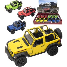 KINSMART Auto 1:34 Jeep Wrangler otevřená střecha 2018 kov PB 12cm 4 barvy