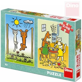 DINO Puzzle 2x48 dílků Pejsek a kočička 18x26,5cm skládačka 2v1