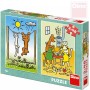 DINO Puzzle 2x48 dílků Pejsek a kočička 18x26,5cm skládačka 2v1