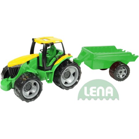 LENA Traktor plastový zelený set s přívěsem 94cm v krabici