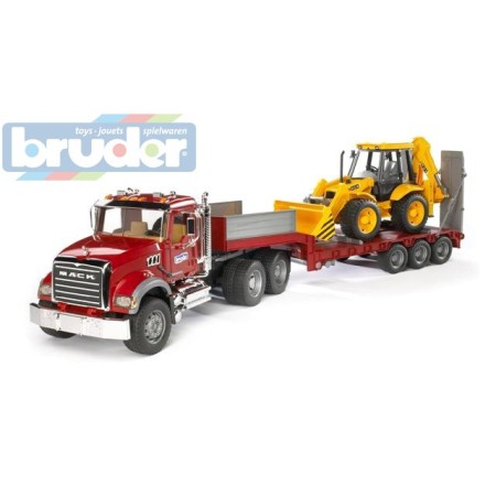 BRUDER 02813 (2813) Nákladní auto MACK Granit - návěs + traktor JCB