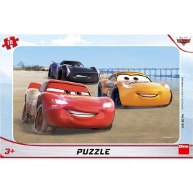 DINO Puzzle deskové 15 dílků Auta 3 Závody (Cars) skládačka 25x15cm