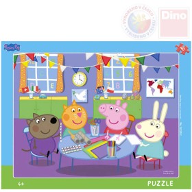 DINO Puzzle deskové Prasátko Peppa Pig ve školce 32x24cm skládačka 40 dílků