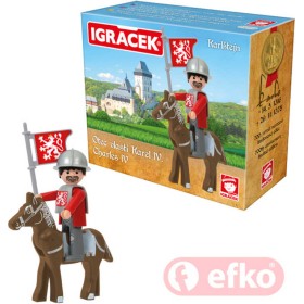 EFKO IGRÁČEK Karel IV. Karlštejn set s koněm a doplňky v krabičce STAVEBNICE