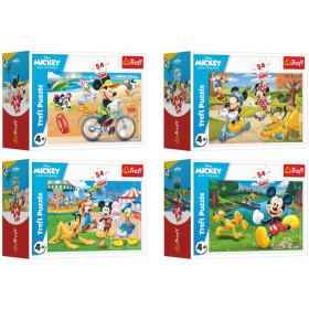 TREFL PUZZLE Mickey Mouse Den s přáteli mini 20x13cm 54 dílků 4 druhy