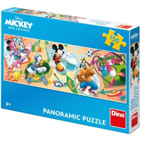 DINO Puzzle panoramatické 150 dílků Mickey s kamarády sportují 66x23cm