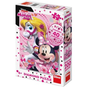 DINO Puzzle 200 dílků Disney Minnie Mouse 33x47cm skládačka s diamanty