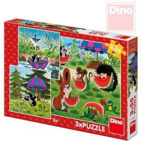 DINO Puzzle Krtek a paraplíčko (Krteček) 18x18cm 3v1 skládačka 3x55 dílků