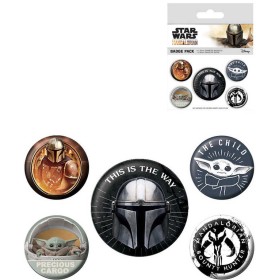 Odznaky kulaté Hvězdné Války Star Wars Mandalorian 2,5-4cm set 4ks