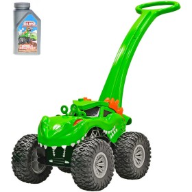 Auto dinosaurus monster truck 30cm s bublifukovačem zelené s náplní na baterie